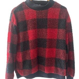 beachlunchlounge Red and Black Plaid Sweater